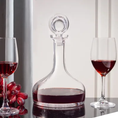 Factory Wholesale NEW Design Machine Made Wine Decanter With Glass Lid Lead-Free Clear Crystal Glass Wine Carafe Bottle