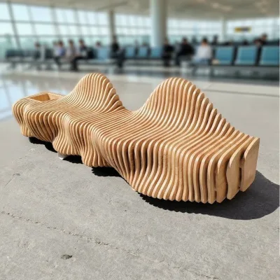 Y549 Fire Retardant Commercial Outdoor Luxury Modern Couch Weather Resistant Durable Wooden Structure Stain Mall School Park
