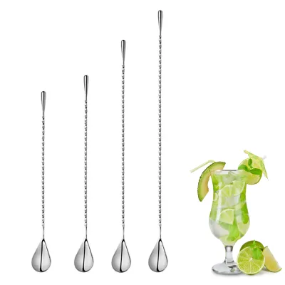 Long Handle Stainless Steel Stirring Spoon Cocktail Mixing Spoon for Bars