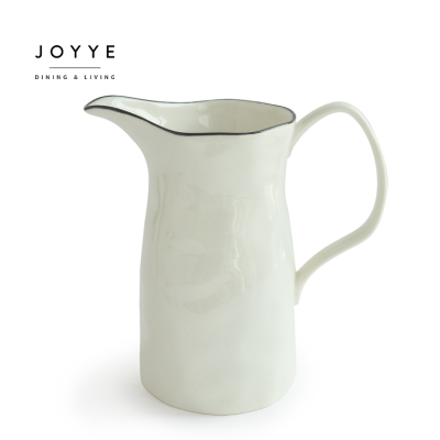 Joyye Minimalist European Style White Ceramic Drinking Water Jugs Drinking Pot Hot and Cool Water Jug
