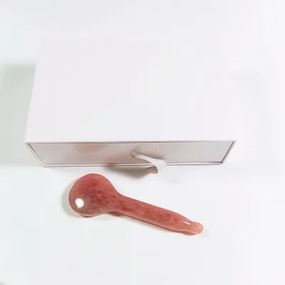 HZ Round Hair Comb Metal Therapy Spa Massage Kit Care Micro Needle Derma Roller for Female Beauty Strawberry Quartz Gua Sha Spoon