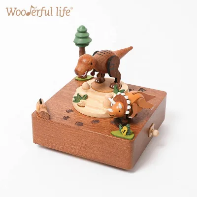 Wholesale 1A Wooden Music Box Swaying T-rex Dinosaur Toys