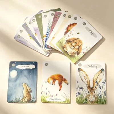 Wholesale Customizable Collectible Paper Card Deck Watercolor Wildlife Art Game Cards Printing Oracle Crad
