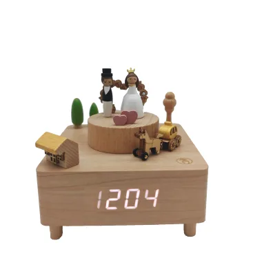 Hot-selling Wooden Music Box with Time Display - Ideal Valentine's Day Gift