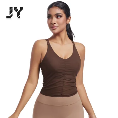 JY New Arrival Women's Solid Color Back Sports Top Sleeveless Breathable and Comfortable Women's Yoga Top for Sports