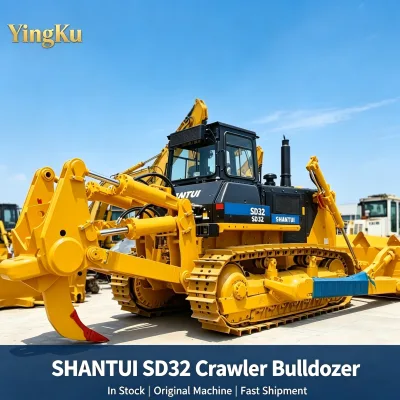 Used Original China Shantui SD32 Crawler Bulldozer 39Ton Heavy Dozer With Single Ripper & U Blade for Mining Earthmoving Work