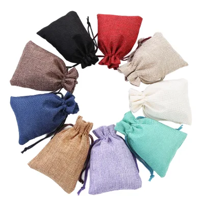 Linna 8*10cm Recyclable Linen Sacks Drawstring Bottle Gift Bags Wholesale Burlap Wedding Favors Party Bags for Household Use