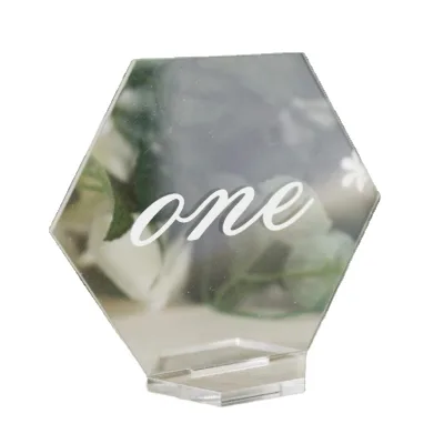 Transparent Modern Acrylic Table Numbers Hexagon Place Cards Numbers for Wedding, Engagement Party, Baby Shower,