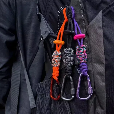 2026 Durable Braided Carabiner Keychain Screw Lock Multifunctional Outdoor Hanging Hook for Water Bottle, Keys, Camping & Hiking