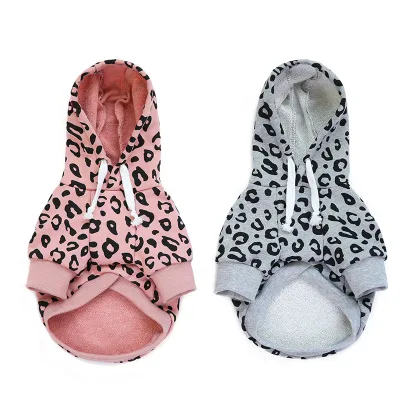 Wholesale Leisure Wear Cheap Dog Clothes Inventory Leopard Print Hoodie for Pet Dog Cat