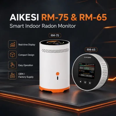 Portable Digital Home Radon Detector High Precision Ion Chamber Sensor Sound+Light Alarm Long Battery Life RM-65/RM-75 PCi/L