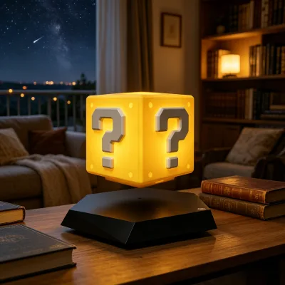 Auto Rotate Magnetic Floating Cube Lamp Adjustable Warm Light Desktop Decoration Creative Gift Night Lamp