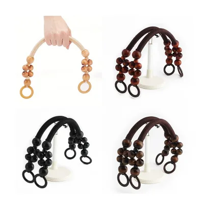 Beaded Wooden Bag Handles - Bohemian Style Wood Bead Handles for Vintage Summer Purse, Tote Bag, DIY Craft Wholesale