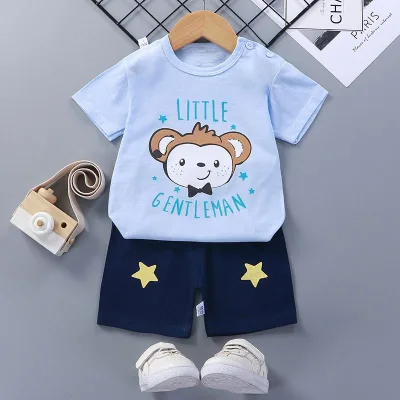 Summer Cartoon Kids Pajamas Print Baby Boys Sleepwear Sets Short Sleeve Girls Children Clothes 2 Pieces Set