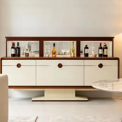 Luxury Modern Electric Lift Tempered Glass Plywood Panel Wall-Mounted Eco-Friendly Wine Cellar Storage Cabinet High-End Display