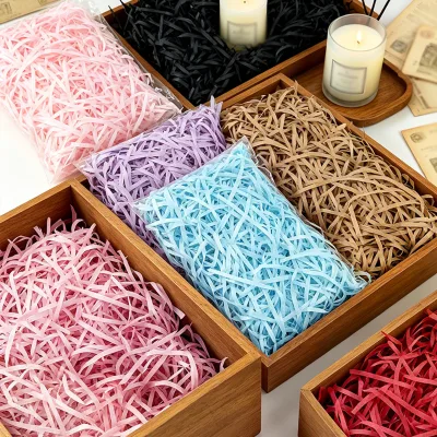 Romantic Raffia Paper Shreds100g Crumpled Cut Paper Shreds Fillers Packaging Colored Shredded Paper