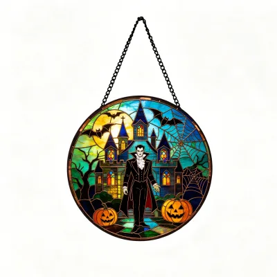 New Arrivals Christmas Glass Animal Traditional Laser-Cut Hanging Pendant; Home Garden Outdoor Handmade Wall Mount Decoration