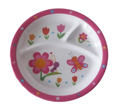 Kids Encouraged to Eat and Enjoy Cute Melamine Circus 3 Divided Compartment Kids Assiette Plate