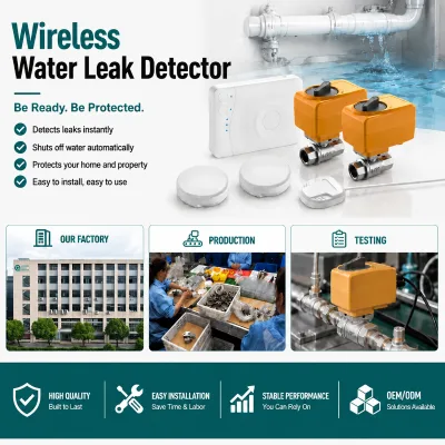 Factory Supply Tuya WiFi Smart Water Leak Detector with Remote Alert, OEM Custom Services Available for Russian Residential