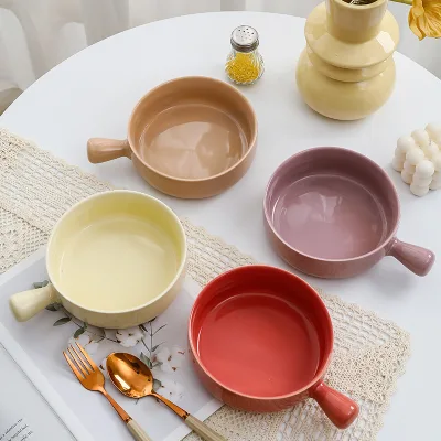 Classic Durable Ceramic Handle Bowl Dessert Bowl Salad Bowl Noodle Bowl Wholesale Baking Bowl Breakfast Bowl Ramen Bowl Bowl