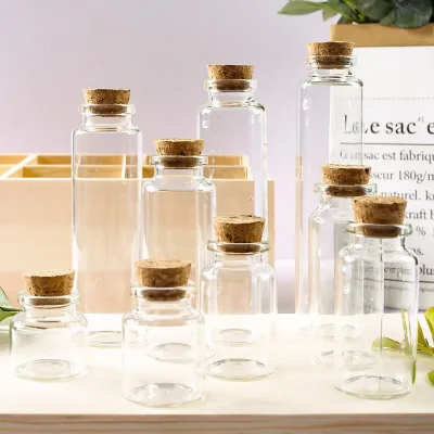 Sample vials bottle 2ml glass 10ml vial glass bottles tubular vial with Cork Stopper