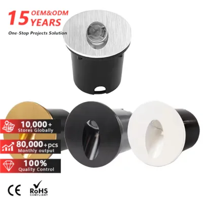 Embedded Round Night Footlight for Corridor Balcony Luminaire Indoor Outdoor 3W Wall Sconce Stair Step Lights