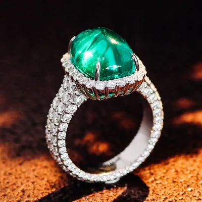18K White Gold Gemstone Ring Petite Diamonds Customizable Proposal Engagement Wedding Fine Jewelry Rings Anniversary Gift
