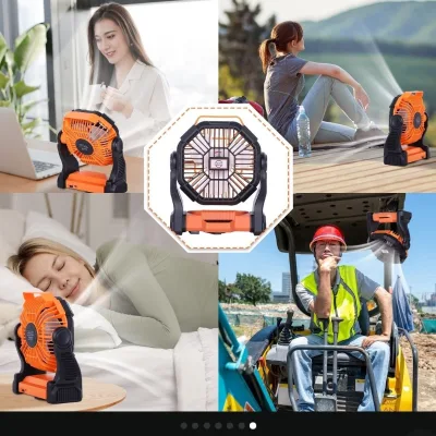 Portable Digital Camping Fan with Remote Control & LED Light Rechargeable 10000mAh Battery for Car & Outdoor Use