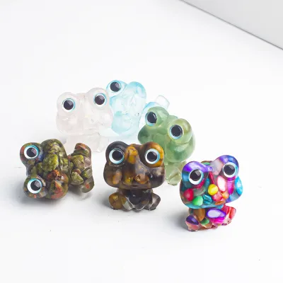 Natural Crystal Chip Resin Frog Ornament Handmade Animal Figurine Gift Modern Simple Decor Amethyst Crystal