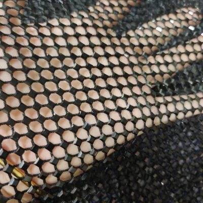 Traditional Black Pearl Beaded Hand Embroidery Fabric Soft Tulle Rhinestones Embellished Net Lace