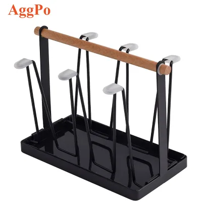 Kitchen Cupware Storage Rack Mug Glass Drainer Rack Iron Integrated Tray Cup Holder