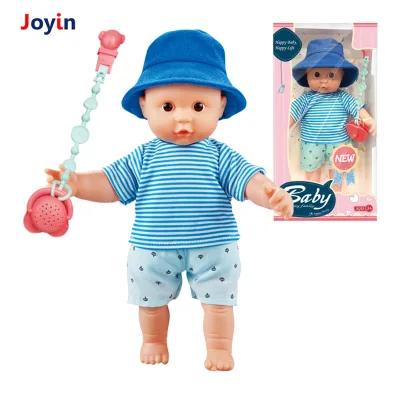 12-Inch Vinyl Doll Set with IC Sound, Ideal for Girls' Pretend Play Blown-Bottle Baby with Blue Hat and Pacifier