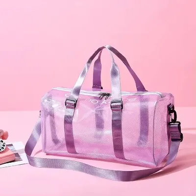 Custom Logo Fashion Gym Unisex Transparent Clear Pvc Jelly Fitness Bag Summer Beach Holiday Waterproof Travel Tote Duffle Bag