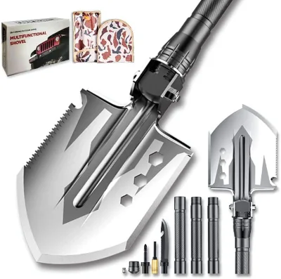 23-In-1 All-In-One Design, Integrates Shovel, Knife, Saw, Bottle Opener, Screwdrivers and More, Covering All Outdoor Survival