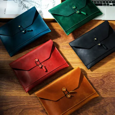 Top-Grain Portable Laptop Bag with Notebook Document Storage Stylish Computer Bag Cowhide Briefcase Laptop Sleeve