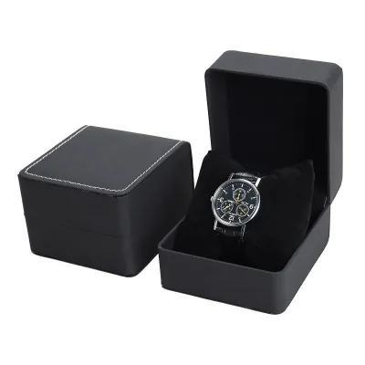 Wholesale High-quality PU Leather Luxury Custom Storage Boxes with Black Watch Boxes in Hand-held Packaging Bags