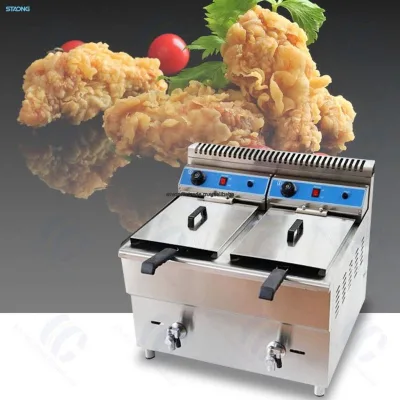Heavy Duty 18L Gas Fryer Tabletop Double Tank Deep Fryer for Fried Chicken