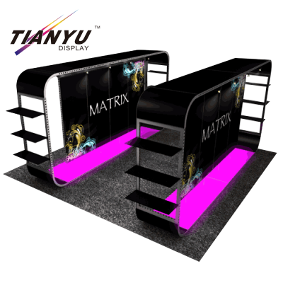 Black Fashion Open Concept museum Exhibit Display Cases Custom Art Expo Booth Exhibition Display Stand Aluminum Profile
