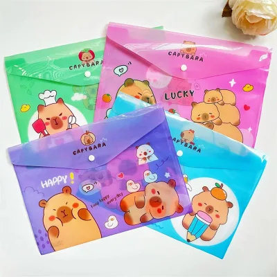 HY2 Cartoon Stilts A4 File Storage Gift Bag PVC Button Bag with Data Storage Labubu