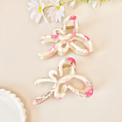 New Chinese Style Acetate Hair Claw Clips for Thick Hair Flower Large Claw Clip UV Printing Big Hair Clamp for Women
