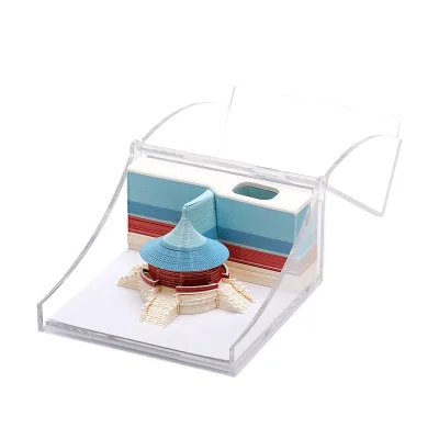 Creative Paper Craft 3D Memo Pad House Model Craft Calendar Home Desktop Decor Laser Cut Calendar Sheets Paper Pad
