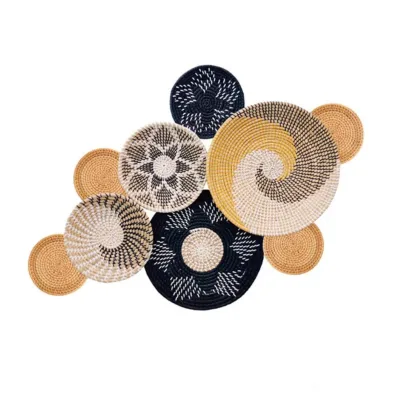 High Quality Hot Selling Seagrass Rattan Wall Decoration Multi Style Seagrass Wall Hanging Basket 100% Hand Woven Home Decor