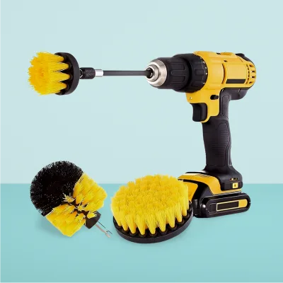 4PCS WANLIJIE Powerful Nylon Car Washer Cleaning Kit Extension Scrubs for Carpets Car Seats Kitchen Surfaces-Drill Not Included