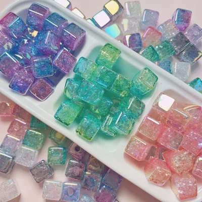 Hot Sale 15mm Uv-plated Square Beads Acrylic Plastic Square Beads Square Acrylic Plastic Beads for Beaded Pen Jewelry Making