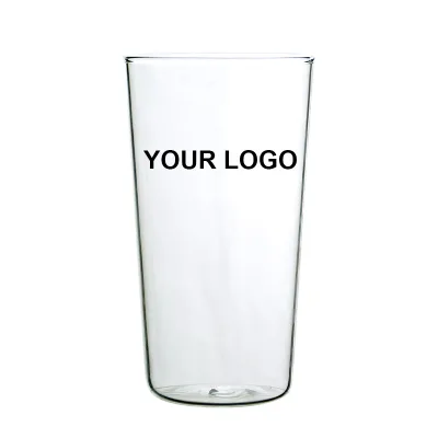 Custom Logo 500ml 620ml Single Wall Iced Americano Glass Cup High Borosilicate Glass Coffee Mugs Heat Resistant V Shape Tea Cup
