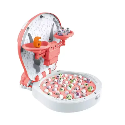 Large Hippo Rotating Magnetic Fishing Plate Early Educational Baby Board Game Toy 1-3 Years Old Plastic Battery-powered