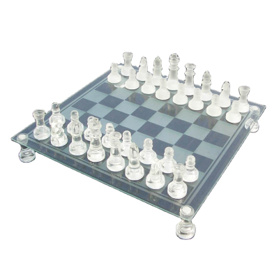 Shot Chess Game Glass Chess Pieces and Board