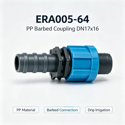 DN17x16 PP Barbed Coupling ERA005-64 Durable Plastic Fitting for Farm Water Pipeline