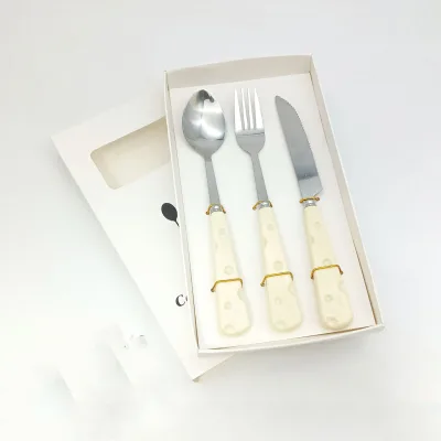 3pcs Cute Cheese Portable Stainless Steel Knife Fork Spoon Western Dessert Tableware Set
