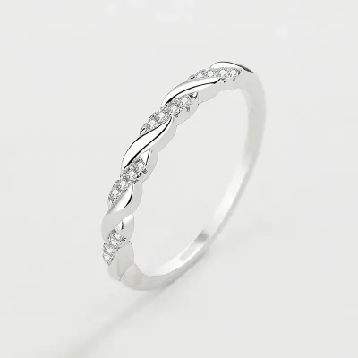 European & American Style Wheat Zircon Brass Open Ring Light Luxury Fashion Design High-Class Wedding Engagement Ring